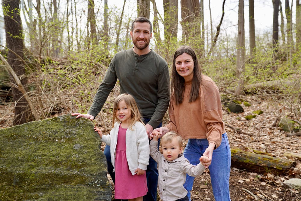 jimmy gallagher with his wife mallory and two children emerson and nola
